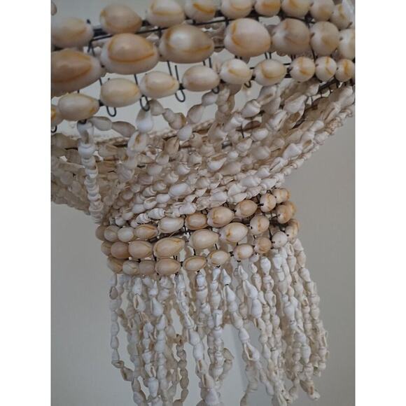 Vintage 33" Seashell Cowrie 2 Tiered Hanging Plant Holder Beach Coastal Shell - Picture 4 of 9
